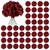 Auihiay front packaging showing 64 burgundy hydrangea heads, easy event prep