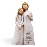 AUMELO front view of aunt and niece figurine showing tender pose and decorative appeal