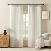 AUSSPVOCT front view of two 90 inch panels showing packaging and clean pleated look, enhances room decor