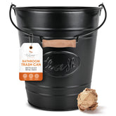 Autumn Alley black trash can front view showing vintage style and compact size benefit