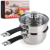 AVACRAFT double boiler front view showing polished stainless steel and compact shape for reliable melting