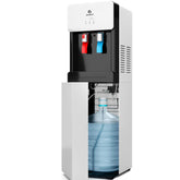 Avalon front view white dispenser showing sleek shape and easy access benefit