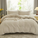 AveLom beige duvet cover front view showing neat finish and inviting look
