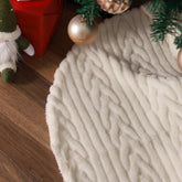 AWISUK front view of white faux fur tree skirt showing elegant base benefit