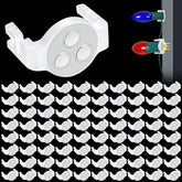 Axcoix front packaging showing 100 magnetic Christmas light clips and contents benefit clear supply