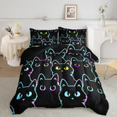 Axolotl front view of twin comforter set showing full cat print and bright colors for playful decor