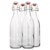 AYL front view of four clear 1L flip top bottles showing capacity and set
