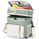 BAGNN front view of lunch box showing stylish olive green and white, protects meals