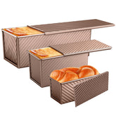 BAISHUN front view of golden Pullman loaf pan set showing professional finish and durability