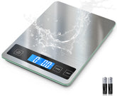 BakFee front view of black kitchen scale showing compact design and clear benefit of precise weighing