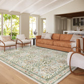 Baksham front view of 8x10 rug showing vintage floral pattern and elegant curb appeal