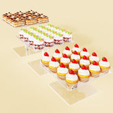 Bakzon clear cupcake stand front view showing elegant presentation benefit