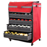 Balsam Hill front view of rolling ornament chest showing secure storage and easy transport