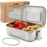 Bambaw bento box front view showing secure metal finish and durable design