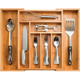 Bambüsi front view of bamboo drawer organizer showing clean finish and ready-to-use benefit