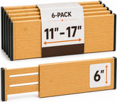 Bambüsi front view packaged dividers showing six-piece set and natural finish for uniform storage