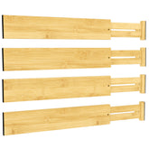 BAMEOS front view of four bamboo dividers showing neat organization benefit