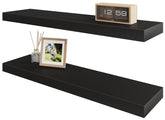 BAMEOS front view of floating shelves showing clean modern storage benefit