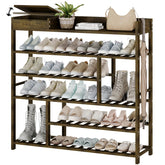 Bamworld front view shoe rack showing compact slim profile and neat storage benefit