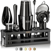 Bare Barrel jet-black Boston shaker front view showing sleek finish and durable design for consistent shakes