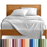 Bare Home front packaging showing Cloud Grey king sheet set and clear contents benefit