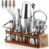 barillio front view showing full kit and mahogany stand for neat display