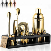 barillio front view gold shaker and stand showing elegant presentation and easy access