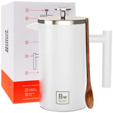 Barista Warrior front view in white showing insulated body and lid for long-lasting heat