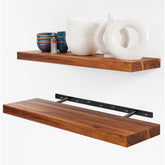 BATODA shelf front view showing rustic acacia and clean silhouette for display