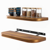 BATODA acacia shelf front view showing warm wood grain and rustic charm