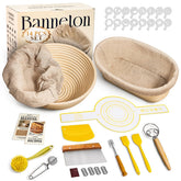 BAVIFY banneton front view showing two baskets and included accessories for consistent shaping