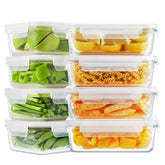Bayco front pack view showing eight glass containers and lids, practical storage