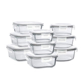 Bayco front view of full 18-piece set showing containers and lids, highlights organization benefit