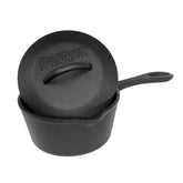 Bayou Classic 1-qt cast iron pot front view shows sturdy construction and capacity benefit