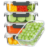 BAYZZ front view of 35 oz gray glass container set highlights compact organization
