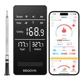BBQOVN smart base front display showing live temps for quick monitoring