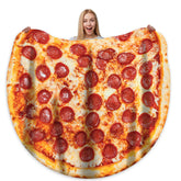 Bcareself pizza blanket front view showing vivid pizza print and cozy warmth