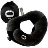 BCOZZY front view in black showing chin and neck support benefit