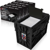 BCW short comic bin front view showing compact storage and tidy shelves
