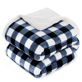 BEAUTEX front view of folded twin blanket showing buffalo plaid and cozy appeal