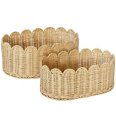 BEBE BASK front view of both scalloped baskets showing decorative storage benefit