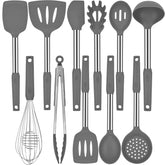 BECBOLDF front view of the 11-piece gray utensil set showing full contents and packaging benefit