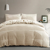 BEDAZZLED front view of beige duvet cover set showing full styling benefit