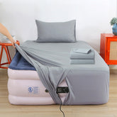 Bedecor front view of gray twin set showing included pieces and neat packaging for easy identification