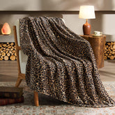 BEDELITE front view of brown leopard blanket showing bold pattern and stylish appeal