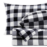 BEDELITE plaid fleece sheet set front view showing pattern and warmth
