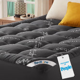 BEDLORE front view of topper on california king mattress showing plush comfort
