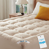 BEDLORE front view showing full California King topper and neat fit
