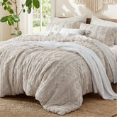 Bedsure comforter front view showing tufted boho design and cozy appeal