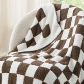 Bedsure checkered throw front view showing cozy brown plaid and inviting look